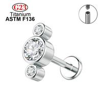 ASTM F136 16g Titanium CZ Cartilage Trinity Helix Earrings Tragus Stud Conch Lip Sexy Punk Body Piercing Jewelry 16G 1.2x4mm