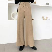 Pants Female 2026 Drop Knitted Wide Leg Micro Ragged Pants for Women with Loose Strap Cashmere Casual Floor Sweeping Pants One Size chaki