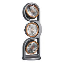 Portable Usb Rechargeable Three Head Fan 360 Degree Circulation 5 Speed Wind For Dormitory Outdoor And Desktop Use gray