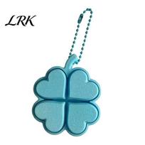 Stress Relief Finger Clicker Four-Leaf Clover Keychain, 3D Printed Leaf Push Toy with Ball Keychain Chain, Toy, Decorative Accessory for Backpack mėlyna