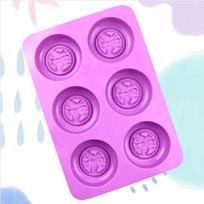 6 Holes Bees Print Round Silicone Soap Molds Heat Resistant for Homemade Scented Soap Wax Melts DIY Craft Projects one size