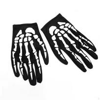 Full Finger Skeleton Gloves Black Hand Coverings L