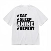 Mens Trendy Breathable Classic T-Shirt Eat Sleep Anime Repeat Printed Design M