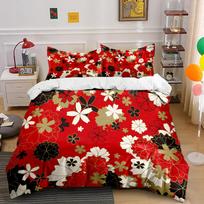 Floral Red Pattern Bedding Set Bedding set (1 duvet cover, 2 pillowcases, duvet not included) 135x200cm