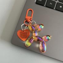 Candy Sweet Resin Balloon Dog Keychain For Women Girls Animal Shaped Phone Chain Key Buckle Accessories Bag Pendant N846