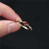 925 Silver Plating 14k Gold Simple Ruby Love Ring Women Fashion Tail Ring Party Jewelry Accessories Engagement Gift 5 auksas