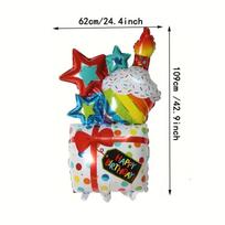 42 Inch Birthday Gift Cake Shaped Foil Balloon, perfect for birthday party decor, celebration backdrop, party scene layout 1pcs