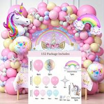 132pcs Rainbow Unicorn Balloon Arch Wreath Kit, Pink Yellow blue latex balloon Colorful Unicorn Aluminum balloon Summer party de Other
