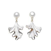 Real 925 Silver Natural Pearl Earrings Woman,Luxurious Dangling Freshwater Pearl Earring Wife Anniversary Gift White Black