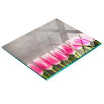 Decorative Glass Kitchen Cutting Board Pink Tulips 60X52 Cm