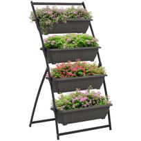 Plant Ladder Flower Stand Plant Shelf, Stackable, Weather-Resistant, 76 cm x 79 cm x 162 cm, Brown 76 x 79 x 162 cm ruda