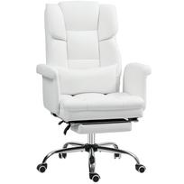 Ergonomiška biuro kėdė, reguliuojamas aukštis 48-56 cm, atlošiama nugarėlė, kojų atrama, balta 69 x 65 x 115 cm balta