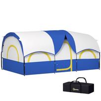 Family Camping Tent, 2 Bedrooms, Central Room, Waterproof, Blue 435 x 251 x 195 cm