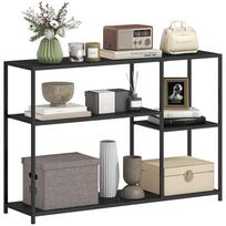 Console Table, 4 Levels, Steel Frame, for Hallway, Living Room, Black 110 x 30 x 75 cm juoda