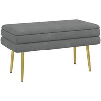 Bench Upholstered Bench, with Storage, Steel, 79.5 cm x 37.5 cm x 43 cm, Dark Grey 79.5 x 37.5 x 43 cm tamsiai pilka spalva