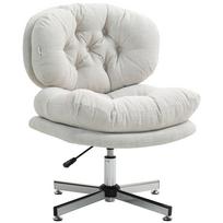 Office Chair Without Armrests, Comfortable Desk Chair with Padded Seat and Adjustable Height, Cream White 65 x 65 x 94 cm