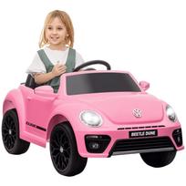 Elektrinė vaikų transporto priemonė, VW Vabalas, 3-5 km/h, su nuotolinio valdymo pultu ir muzika, rožinė 97 x 56.5 x 46 cm rožinė
