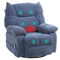 Massage Chair with Heat & Reclining Function, Swivel, up to 150 kg, Metal Frame, 98x90x98cm, Blue 98 x 90 x 98 cm mėlyna