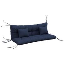 4-Piece Seat Cushion Set, 150x50 cm Water-Repellent Chair Cushions with Ties, 10cm Thick Navy Blue 150 x 50 x 12 cm mėlyna