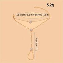 Fashion Ins Style Crystal Bracelet, Bestselling Finger & Hand Chain, Women'S Minimalist Geometric Design, Stylish Party Jewelry