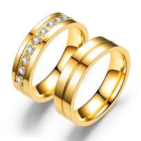 Madingos vestuvinės žiedų juostelės moterims, vyrams, meilės dovana, aukso spalvos nerūdijančio plieno pažadų poros papuošalai 5&With diamond auksas
