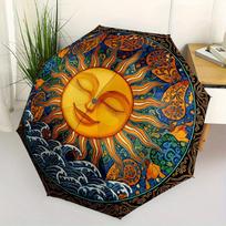 Sunshine Mandala Wall Art: Vibrant Circular Design for Home DecorUmbrella, Portable 3-Fold Umbrella for Men & Women,Christmas Gift ES324