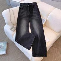 Wide-leg High-waisted Jeans Women's Classic Everything with Five Pockets Washed Soft Comfortable Ultra-long Jeans S