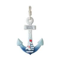 Boat Hook with Lanyard Solid Wood Handmade Blue White Gradient Coastal Decor Symbol Good Luck Boat S
