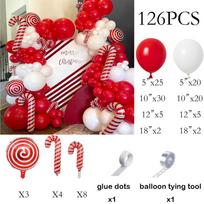Christmas Balloons Garland Red White Balloon Arch Kit Xmas Candy Cane Foil Globos Christmas Home Birthday Party New Year Decor As Picture