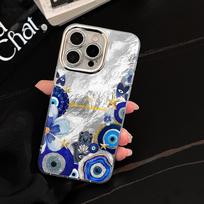 Y2K Bule Devil's Eyes Phone Case For iPhone 13 14 15 16 17 Pro Max Plus 11 12 8 17 XS XR Cases Electroplated Len Protector Funda iPhone XR