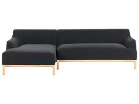 Trivietė kampinė sofa SOSJO, juoda, dešininė