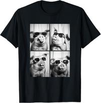 Funny Pigs with Sunglasses Cool Farm Animals Animal T-Shirt L