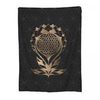 Flower Of Life Sacred Geometry Mandala Blanket Soft Warm Flannel Throw Blanket Bedding for Bed Living room Picnic Travel Couch Size: 75*100cm, Weight: 230 GSM