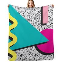 1980s Abstract Pattern Throw Blanket Foldable Soft Warm Blanket for Outdoor Use Size: 75*100cm, Weight: 230 GSM