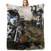 Motocross Dirt Bikers Throw Blanket Soft Comfort Blanket for Reading Watching TV Size: 75*100cm, Weight: 230 GSM