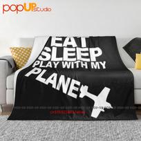 Eat Sleep Rc Plane Model Airplane Ultra-Soft Blanket Quilt Winter Sofa Cover Bed Covers Size: 75*100cm, Weight: 230 GSM