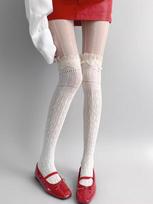 Gothic Lolita Spicy Girls Uniform Lace Fishnet Stockings Punk Women Sexy Hollow-Out Thigh High Socks Summer Sheer Long Hosiery One Size