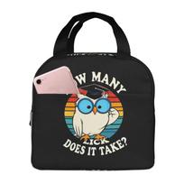 How Many Lick Does It Take Lunch Bag for Girls Funny Lunch Box Fun Picnic Cooler Bag Portable Zipper Oxford Thermal Lunch Bags One Size