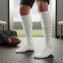 Young Slouch Leg Socks Slouchy Design Scrunch Football AntiSlip for Kids, Training White S White S