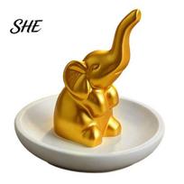 Compact Jewelry Case Storage Tray, with Upturned Nose Elephant Design, Cute Holder Waterproof Organizer for Rings Earrings Bracelets Dustproof Tray auksinė