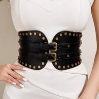 Spicy Girl Pu Leather Corset PU Leather Wide Waistband Fashion Rivet Belt  Dress Style 1