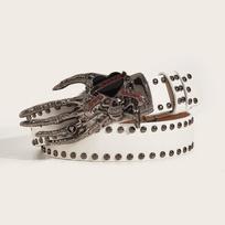 American Punk Love Hand Palm Belt Skeleton PU Leather Waistbands Fashion Skull Rivet Belt  Youth 102cm