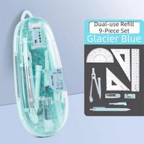 9Pcs/Set Compass Multi-Function Ruler Set Protractor Drawing Tool Set  Office Use