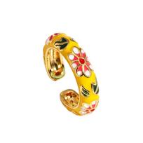 Dripping Oil Enamel Ring Flower Flower Finger Ring Fashion Opening Ring  Party geltona