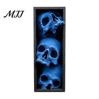 Gothic Book Nook Decor Skulls Nook, Skull Bookshelf Insert, 3 Tier Stacked Sculpture Horror Style Home Ornament with Black Frame, Academia Spooky for