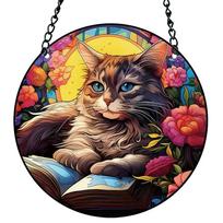 Suncatcher Panel Sun Catchers Wall Hanging Decor Owl Acrylic Home Decoration Panel Door Sign Hanging Decoration for Window Decor