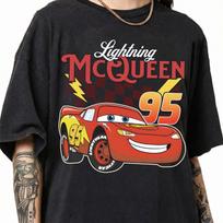 Retro Lightning McQueen Shirt, Disney Pixar Cars Tee, Family Vacation Disneyland Trip Outfit Gift S