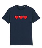 3 Pixel Hearts Retro Gaming Life Bar Videogame Unisexs Fit TShirt M