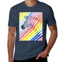 Rainbow Zebra Stripes Tshirt High Elasticity Sports Tee Shirt S