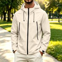 Men's Outdoor Sports Jacket Windbreaker for Hiking Running and L smėlis